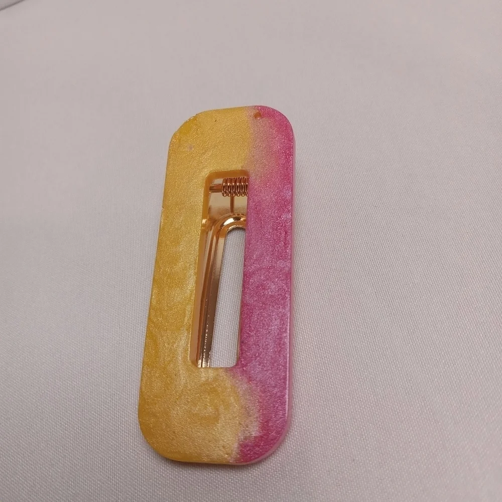 5/$25 Handcrafted Pink and Yellow Hair Clip